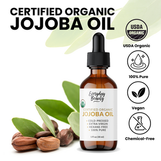 Organic Jojoba Oil | 100% Pure, Cold-Pressed, Unrefined | USDA Certified Organic | Amber Glass Bottle with Glass Dropper | For Face, Skin & Hair - 1 Fl Oz