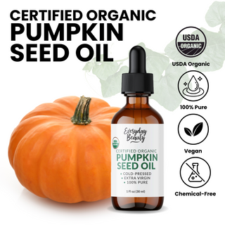 Organic Pumpkin Seed Oil | 100% Pure, Cold-Pressed, Unrefined | USDA Certified Organic | Amber Glass Bottle with Glass Dropper | For Face, Skin & Hair - 1 Fl Oz