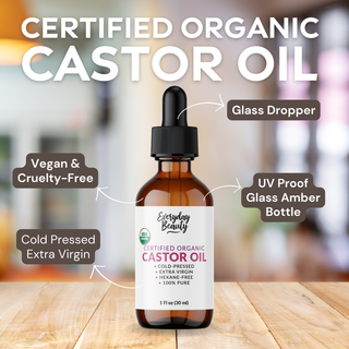 Organic Castor Oil - 100% Pure Certified USDA Organic, Cold Pressed & Hexane-Free, For Eyelashes, Eyebrows, Hair, Skin & Wellness Packs