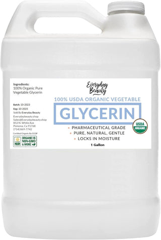 100% Organic Glycerin - For Skin & Hair - Food Grade - USDA Certified - Not From Palm Oil - Perfect Skin and Hair Moisturizer