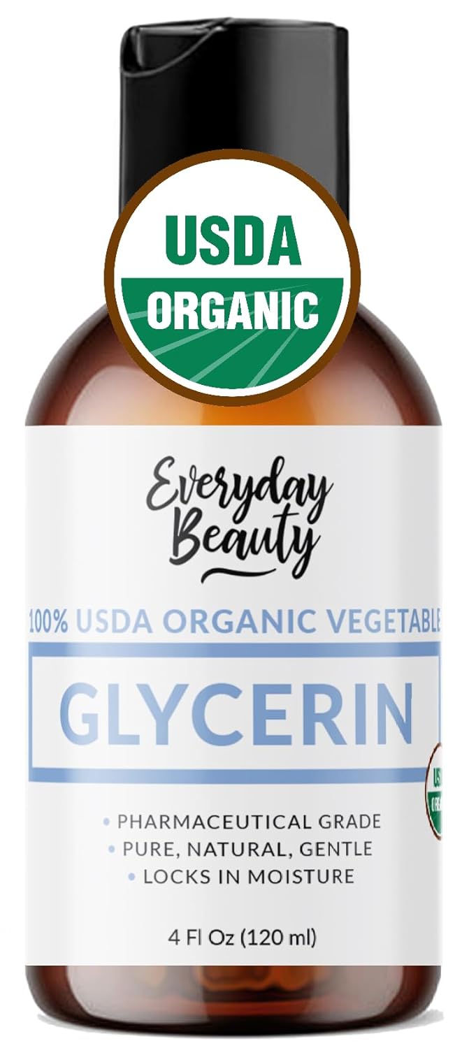 100% Organic Glycerin - For Skin & Hair - Food Grade - USDA Certified - Not From Palm Oil - Perfect Skin and Hair Moisturizer