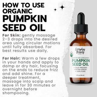 Organic Pumpkin Seed Oil | 100% Pure, Cold-Pressed, Unrefined | USDA Certified Organic | Amber Glass Bottle with Glass Dropper | For Face, Skin & Hair - 1 Fl Oz