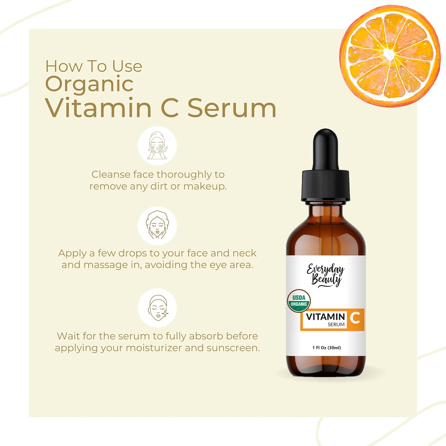 Organic Vitamin C Serum for Face - USDA Certified Facial Serum - Anti Aging For Fine Lines & Wrinkles - Potent Botanical Ingredients & Non GMO