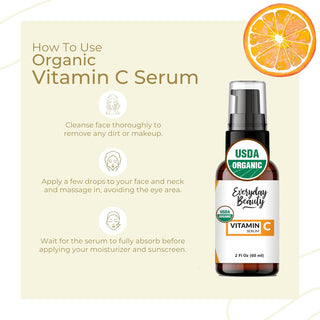 Organic Vitamin C Serum for Face - USDA Certified Facial Serum - Anti Aging For Fine Lines & Wrinkles - Potent Botanical Ingredients & Non GMO