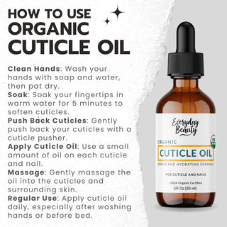 Organic Cuticle & Nail Oil - Repair, Revitalize & Hydrate Cuticles and Nails - Organic Spa Treatment - For Stronger Healthier Nails and Cuticles