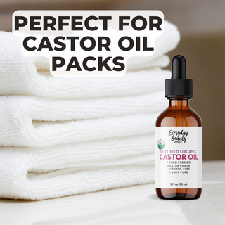 Organic Castor Oil - 100% Pure Certified USDA Organic, Cold Pressed & Hexane-Free, For Eyelashes, Eyebrows, Hair, Skin & Wellness Packs