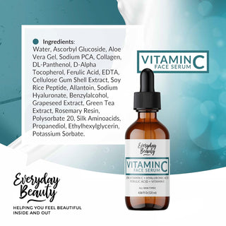 Vitamin C Serum For Face - Anti-Aging Skin Brightening Serum With 20% Vitamin C, Hyaluronic Acid, Vitamin E & Ferulic Acid