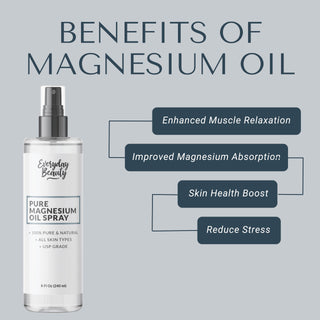 Pure Magnesium Oil Spray - 100% Pure & Natural USP Grade Magnesium - Large 8 Fl Oz Bottle with Mist Cap - Made in USA